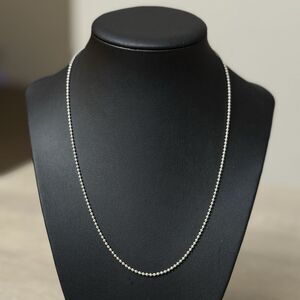 18 Inches Italy Sterling Silver Beaded Chain Necklace